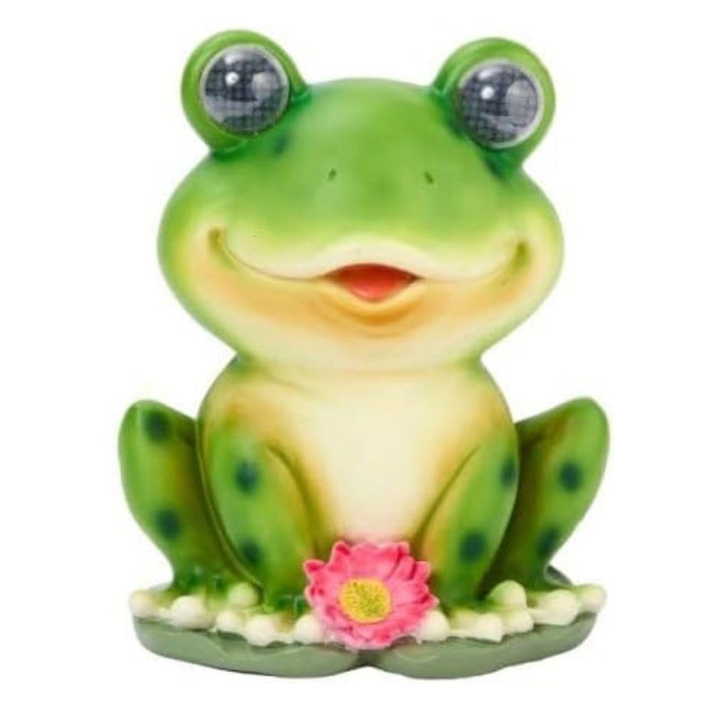 Garden Mile Solar-Frosch Gartenfigur mit blinkenden LED-Augen, 25 cm, wasserdicht, Kunstharz, Tier, Outdoor, Terrasse, Rasen und Weg, lustige Dekoration Geschenk
