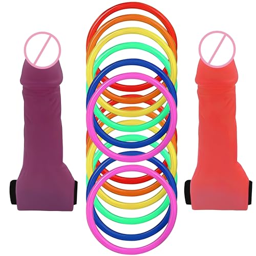Jeu de Lancer d'Anneaux Lot de 12 Anneaux Plastique Toss Jeu Set pour pour l'enterrement de Vie de Jeune Fille Family Jeux d'extérieur Jardin Party Fêtes...