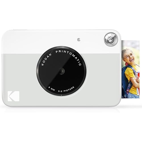 KODAK Printomatic Full-Color Instant Print Digital Camera, Zink 2x3" (5.1x7.5 cm) Sticky-Back Photo Paper, 5MP, Portable, Creative Fun Gift for Birthday, Christmas, Holiday, Grey