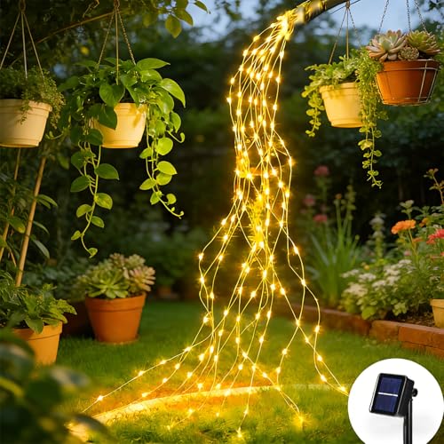 Dekofun Solaire Guirlande Lmineuse 2M 200 LED avec Transformateur, Timer, 8 Modes Lumineux Cascade Étanche Guirlande Lmineuse pour Table Murale Terrasse...