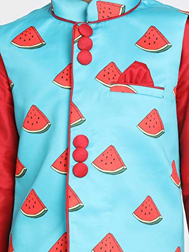 Image of JBN Creation Light Blue Cotton Silk Blend Boys Nehru Modi Jacket