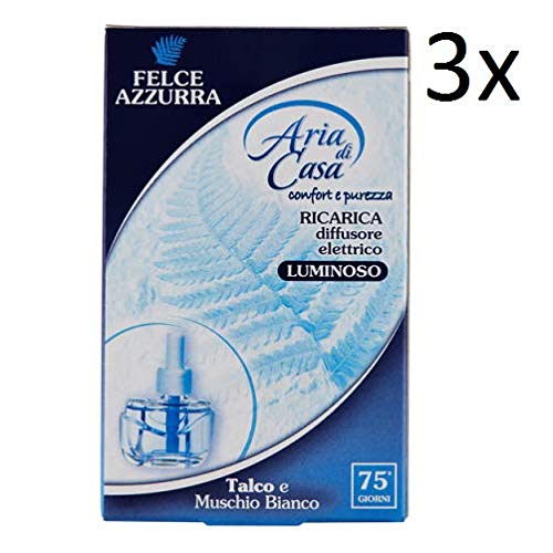 Felce Azzurra aria casa Lot de 3 recharges de talc blanc pour diffuseur électrique
