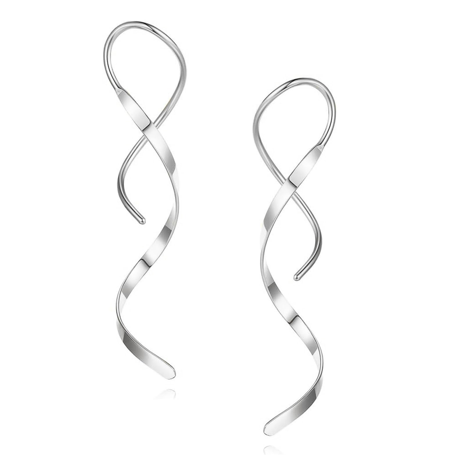 peiyee Pendientes En Espiral Para Mujer, Pendientes Para Mujer Espiral, Pendientes Colgantes De Acero Inoxidable Mujer Para Novia, Madre,DíA De La Madre, Navidad O Regalo De CumpleañOs (Plata)