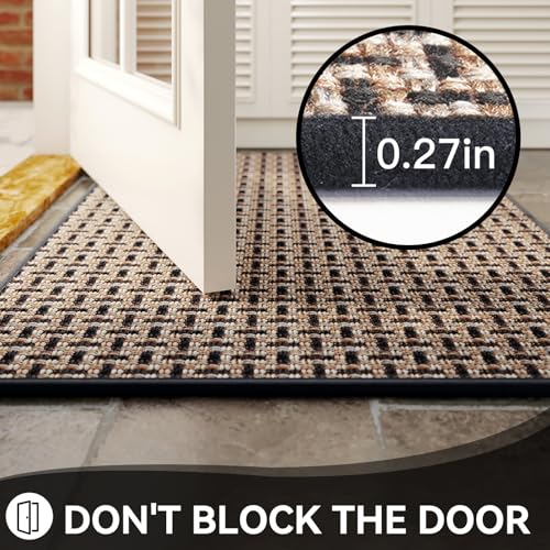 Image of Door Mat 24x72 Dirt Resistant and Absorbent, Non-Slip Rubber Backing Floor Mats, Easy Clean Low-Profile Doormat for Entryway, Front Door, Inside Entrance Black
