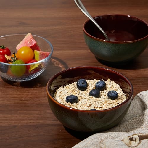 Image of Pokini 5.5inch Stoneware Cereal Bowls Set of 6, 22 Oz Soup Bowls Set