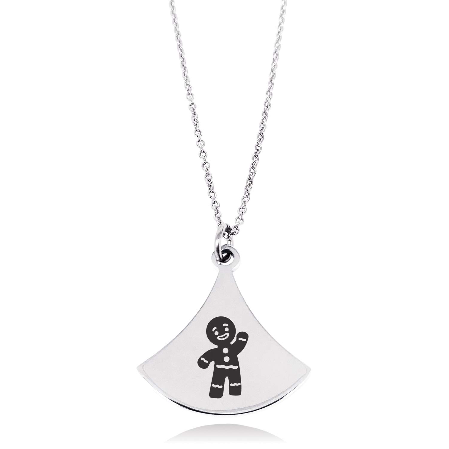 Stainless Steel Gingerbread Man Pendulum Curved Triangle Charm Pendant Necklace