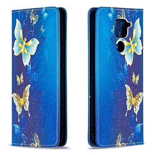Miagon Coque Portefeuille pour Xiaomi Redmi Note 9,Étui à Rabat en Cuir Fine Folios Bourse Case Protection Housse Clapet avec Carte Fentes,Or Papillon