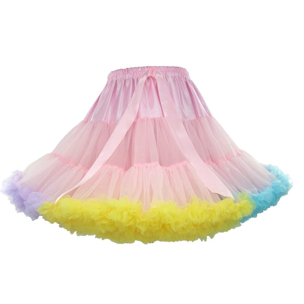 Homipooty Damen Elastische Taille Tüll Petticoat Tutu Party Mehrschichtiger Puffy Cosplay Rock Unterrock, Länge 40 cm, Taille 56-95 cm