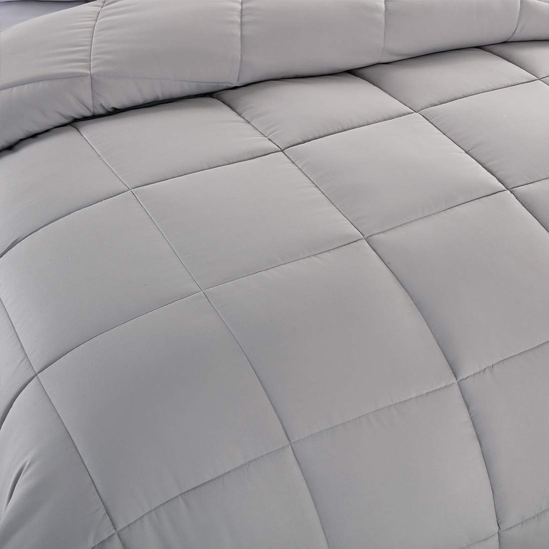 GUHER Comforter Duvet Insert(Cal-King, Grey)- Box Stitched Quilted Comforter-All Season Down Alternative Comforter with Corner Tabs