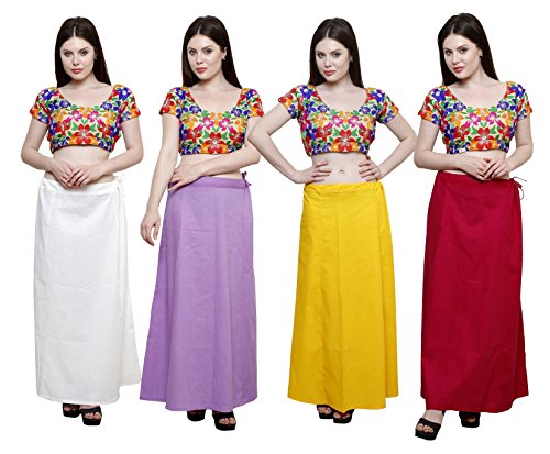 Image of Pistaa's combo of Women's Cotton Best Plain Solid Indian Readymade Inskirt Saree petticoats