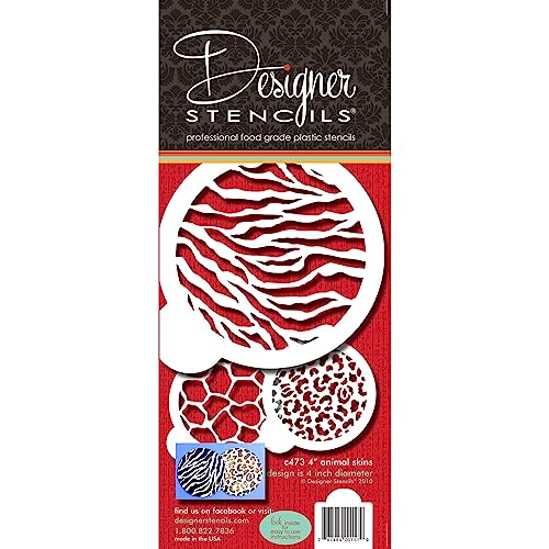 Designer Stencils Cookie Stencil Animal Skins, 4-Inch, Beige/Semi-Transparent