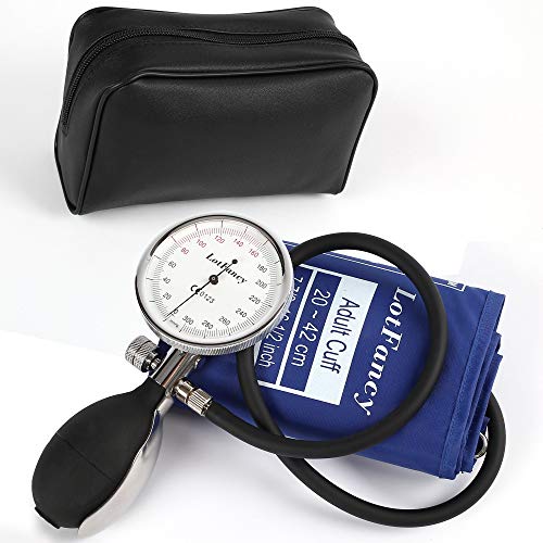 LotFancy Aneroid Sphygmomanometer, Professional Manual Blood Pressure Monitor with (7.8-16.5 Inches) Universal Adult Size BP Cuff, Nurse BP Gauge, Portable Case Included, Blue LotFancy Aneroid Sphygmomanometer, Professional Manual Blood Pressure Monitor with (7.8-16.5 Inches) Universal Adult Size BP Cuff, Nurse BP Gauge, Portable Case Included, Blue