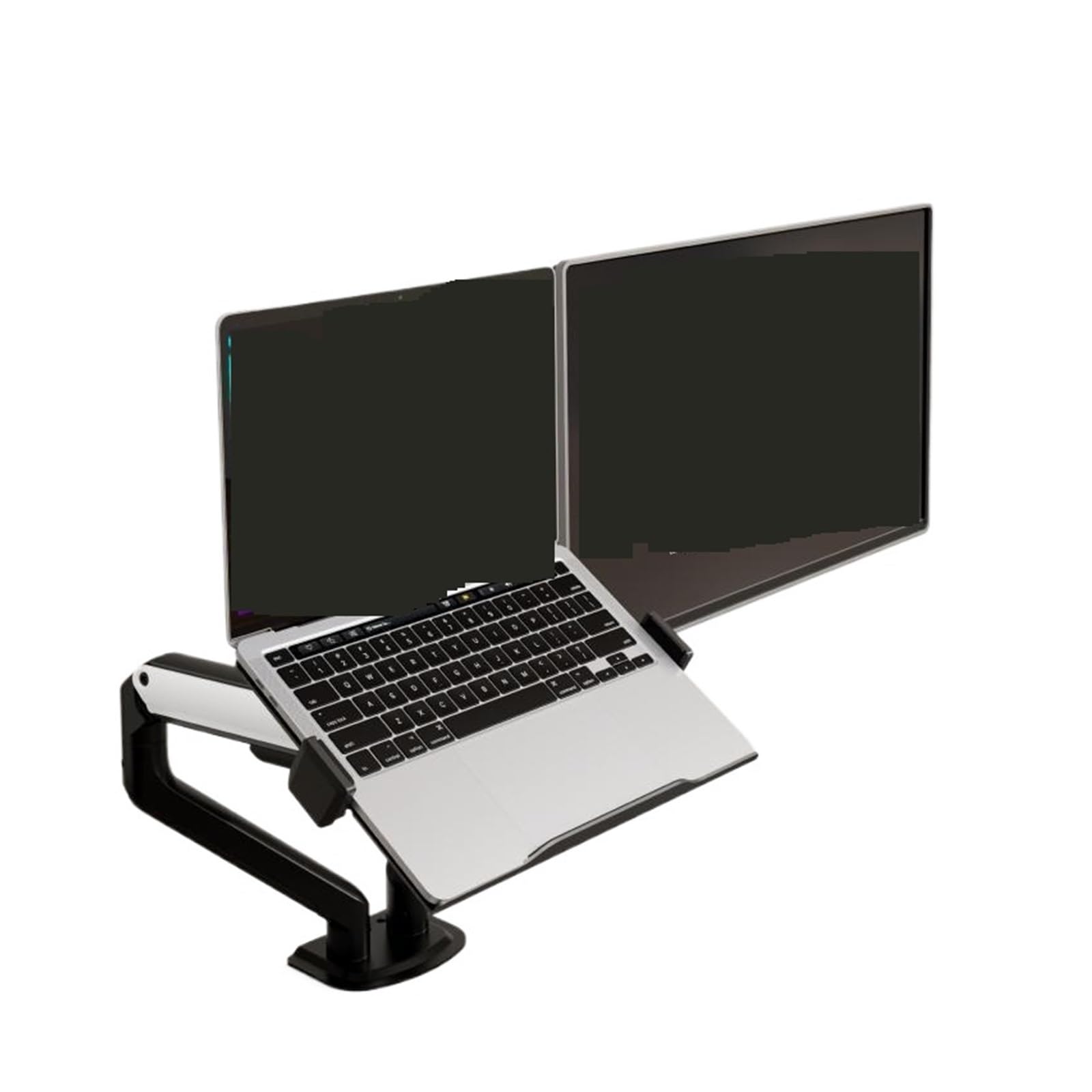 Support moniteur double écran orientable avec support plateau et bras - 2
