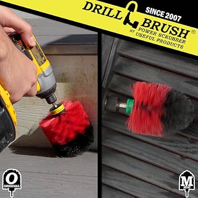 Kitchen and Dishwashing Power Brush Kit Small and Large Stiff Rotary Scrub Brushes