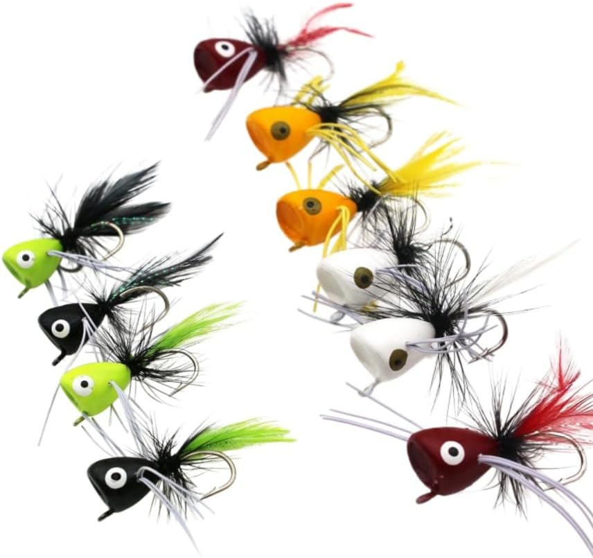 Fly Fishing Poppers,Topwater Popper Flies Bugs Lure, Dry Flies Kit for Bluegill Sunfish Bass Crappie Steelhead Flies Trout Salmon Perch for Fly Fishing Bass Panfish Bluegill Trout Salmon