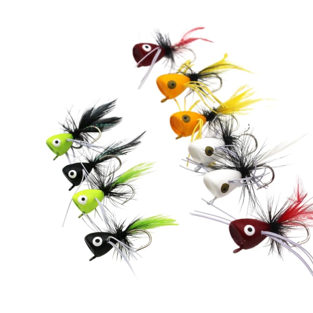 Fly Fishing Poppers,Topwater Popper Flies Bugs Lure, Dry Flies Kit for Bluegill Sunfish Bass Crappie Steelhead Flies Trout Salmon Perch for Fly Fishing Bass Panfish Bluegill Trout Salmon