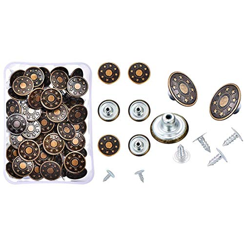 Image of DIY Crafts Design No # 1, Mixed & Combo Set for All Purpose, 40 Sets Jeans Buttons Metal Button Snap Buttons Re (Design No # 1, Mixed & Combo Set for All Purpose)