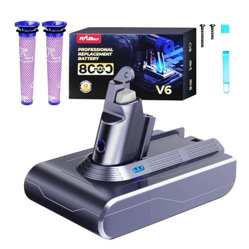FLYLINKTECH Batteria 8000mAh per Dyson V6, Sostituzione Batteria Compatibile con V6 Absolute, Animal, Motorhead, Total Clean, SV03 SV04 SV05 SV06 SV07 SV09 DC58 DC59 DC61 DC62 DC72 DC74