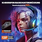 PG1 RGB Gaming Headset für PS4, PS5, PC, Nintendo Switch, Xbox, Headset mit Mikrofon, Gaming Kopfhörer mit Mikrofon, Noise Cancelling Kopfhörer mit 3.5mm Klinke Schwarz/Blau – Bild 3