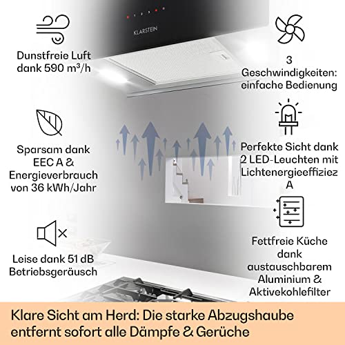 Klarstein Dunstabzug Inselhaube mit Abluft- und Umluftbetrieb