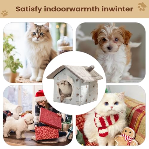 Coussin de nid couvert pour chat : lit grotte chaud pour l'hiver - 7