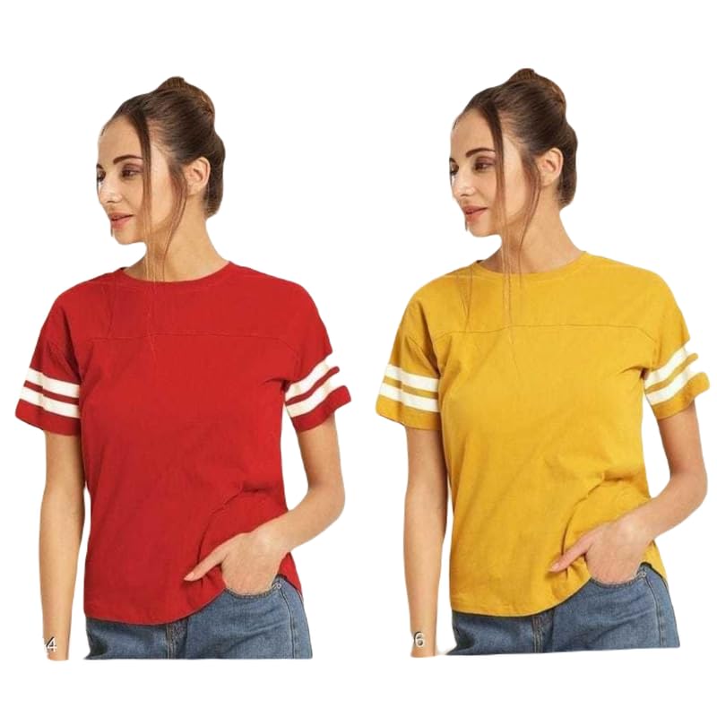 Image of BEYOND BLISS Cotton Blend Casual Regular Fit Colorblocked Top for Women and Girls