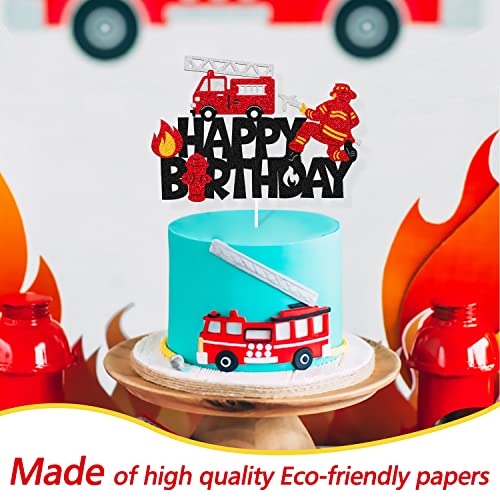Fireman Cake Topper Fire Hydrant Truck Firefighter Helmet Alarm Engine Themed For Kids Boy Girl Happy Birthday Party Cake Decoration #TOP3