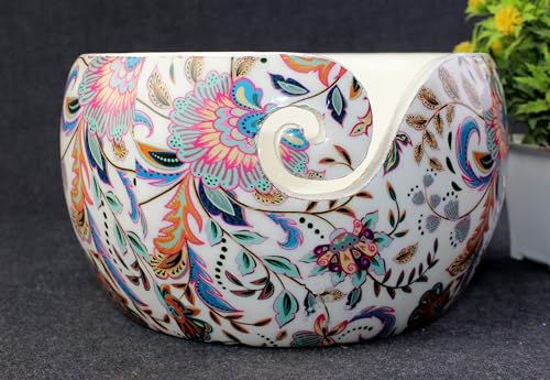 Image of Wooden Yarn Bowl Holder, 7 x 4 Inches Knitting Yarn Bowls Crochet Bowl Holder Handmade Yarn Storage Bowl for Knitting Crocheting Accessories.