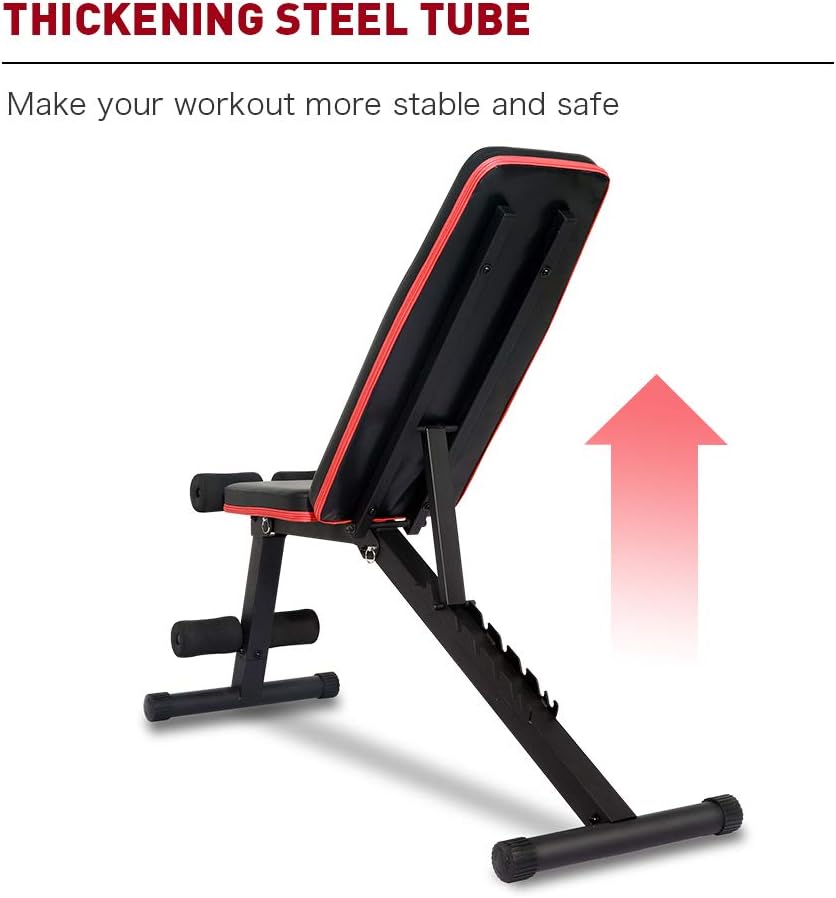 PASYOU Adjustable Weight Bench Full Body Workout Multi-Purpose Foldable Incline Decline Exercise Workout Bench for Home Gym