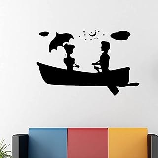 ملصق الحائط للزينة- ركوب الزورق (60× 90 سم، اسود)، من جيني