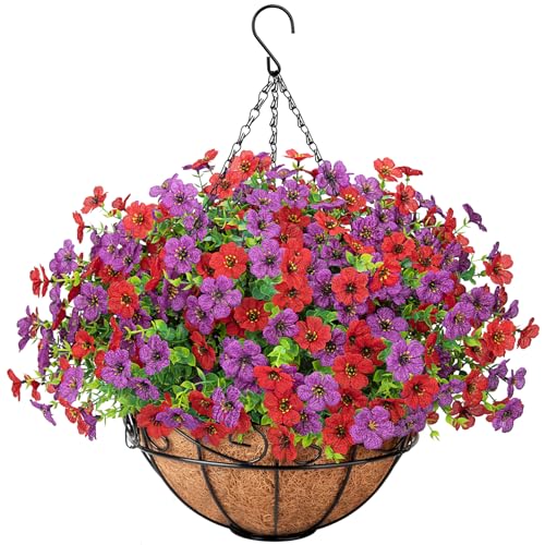 Red and Purple Daisy Basket