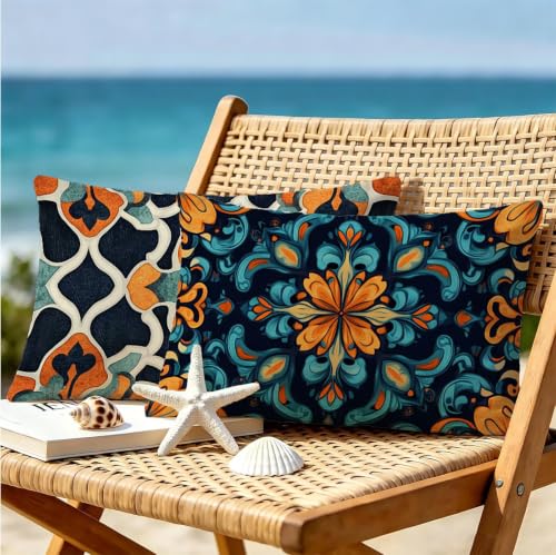 Coussin extérieur imperméable 60x80 lot de 2 housse bohème