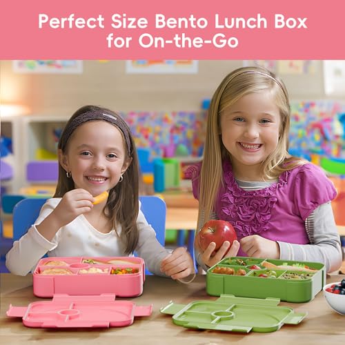 Winproper Lunch Box Kids Bento Box, Leakproof Bento Lunch Box with 6 Compartments, BPA-Free Men Women Lunch Containers for Adults/Kids/Students, 40 oz Portable On-the-Go Meal and Snack Packing - Pink - Image 4