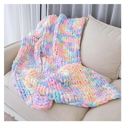 Couverture en tricot épais chenille multicolore pour lit et canapé douillet - 7