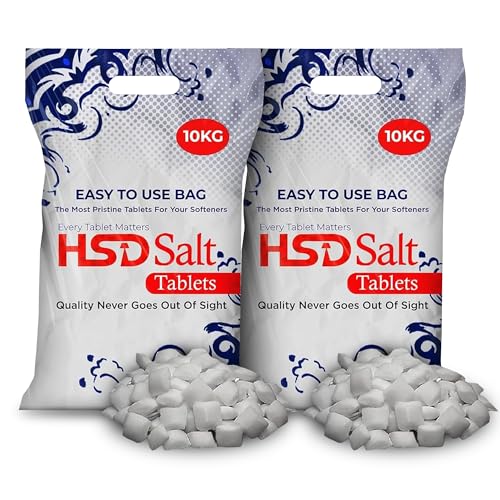 HSD Salt Tablets 10Kg Bag Laundry Water Softener, Compatible to All Water Softener Washing Machine, 100% Genuine British Salt Tablet for Water Softener Premium Quality (2 Bags)
