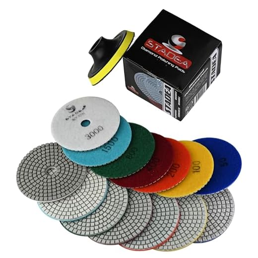 STADEA Diamond Polishing Pads for Angle Grinder, 4 inch Wet/Dry 8 Piece Set Granite Stone Concrete Marble