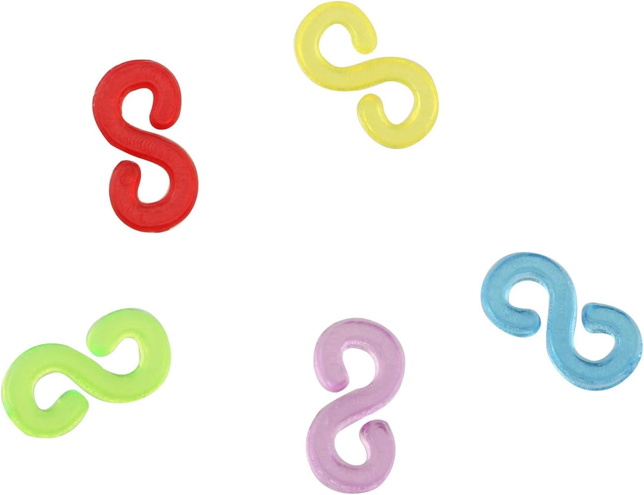 TAODAN 200Pcs Loom Band Clips 200 PCS Clear Plastic S Clips Rubber Band Clips for DIY Bracelet Making Colorful
