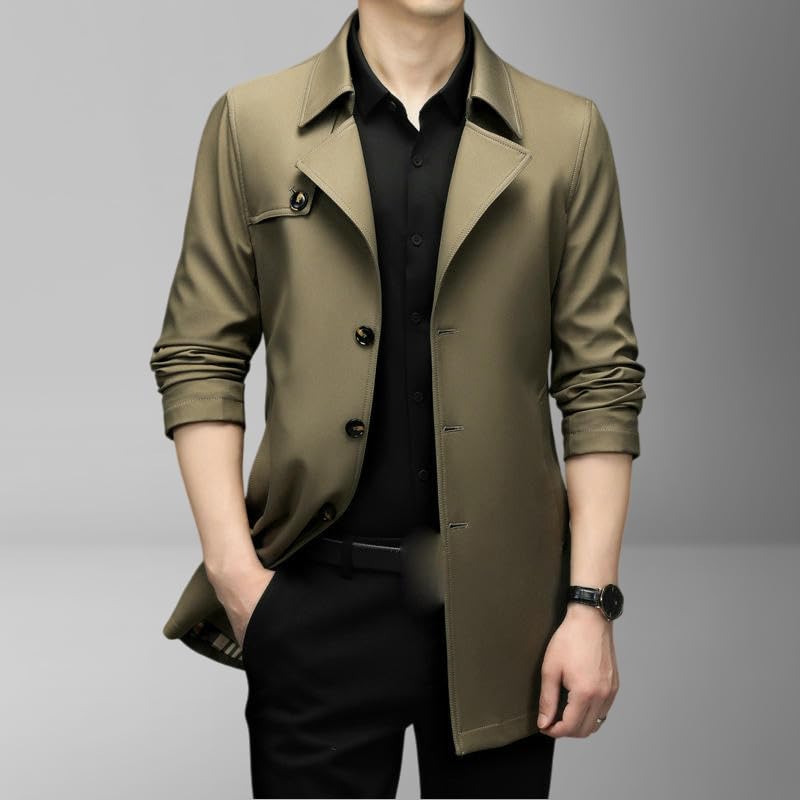 Gabardina de moda para hombre abrigo elegante de longitud media M 7