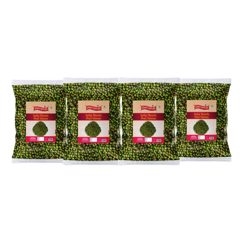 Image of OKHLI MUSAL BRAND Bombay Roasted Fried Spicy Green Peas /Chatpata Matar /Namkeen Peas | Namkeen Chatpata Matar /Roasted Peas Spicy Munching Crunchy Matar Namkeen Savoury Snack-850g*4Pack