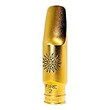 Theo Wanne Fire 2 Alto Saxophone Mouthpiece - 24 Carat Gold Plated - Long Step Baffle - Bright, Fiery and Contemporary Sound - Small Chamber Includes Reed Replacer Cap