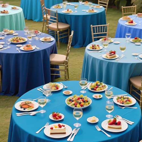 Nappe plastique bleu poussiéreux jetable contre les taches Lot de 12 nappes de banquet - 6