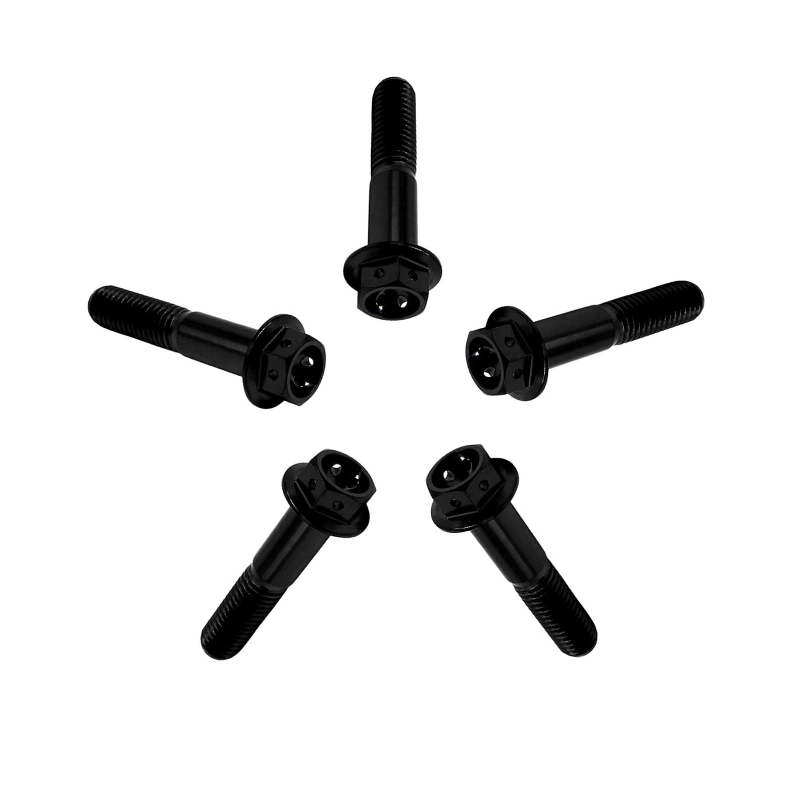 RISON-Titanium Lot de 5 Boulons en Titane avec Bride M8x1.25x50mm, Boulons à Tête Hexagonale avec Flange, Vis Hexagonales Rondelle à Bride en Titane GR5 Vis de Fixation pour Moto, Vélo