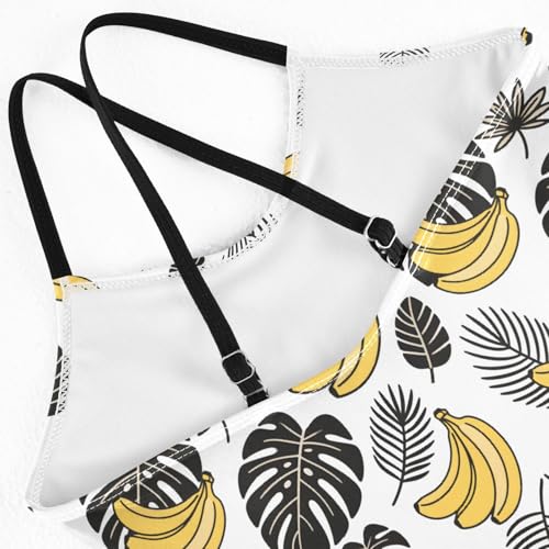 senya Girls Swimsuits One-Piece Swimwear Tie Bathing Suit Beach Summer Round Neck 9-10T Banana Pattern4