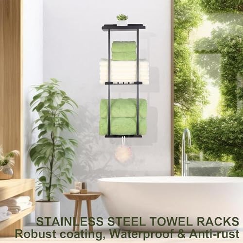 Porte-serviettes polyvalent noir pour optimiser les douches - 6