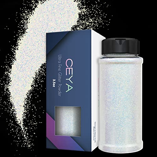 Ceya 3.5Oz/ 100G Ultra Fine Glitter Powder Magic Opal Glitter Crafts Glitter 1/128” 0.008” 0.2Mm For Slime Epoxy Resin Craft Tumbler Jewelry Nail Art Festival Makeup Scrapbook Painting Wedding Cards #TOP22