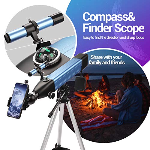 USCAMEL-Teleskop,60 mm Öffnung 500 mm AZ-Mount astronomisches brechendes Teleskop für Kinderanfänger,tragbares Teleskop… – Bild 5