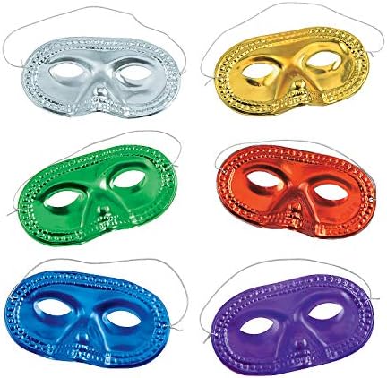 Fun ExpressFun Express Metallic Half-Masks (24 pieces)-Masquerade Masks, Mardi Gras, Party Supplies