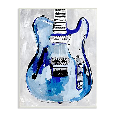 Stupell Industries Abstract Rockstar Guitar Modern Painting Blue Grey, Design