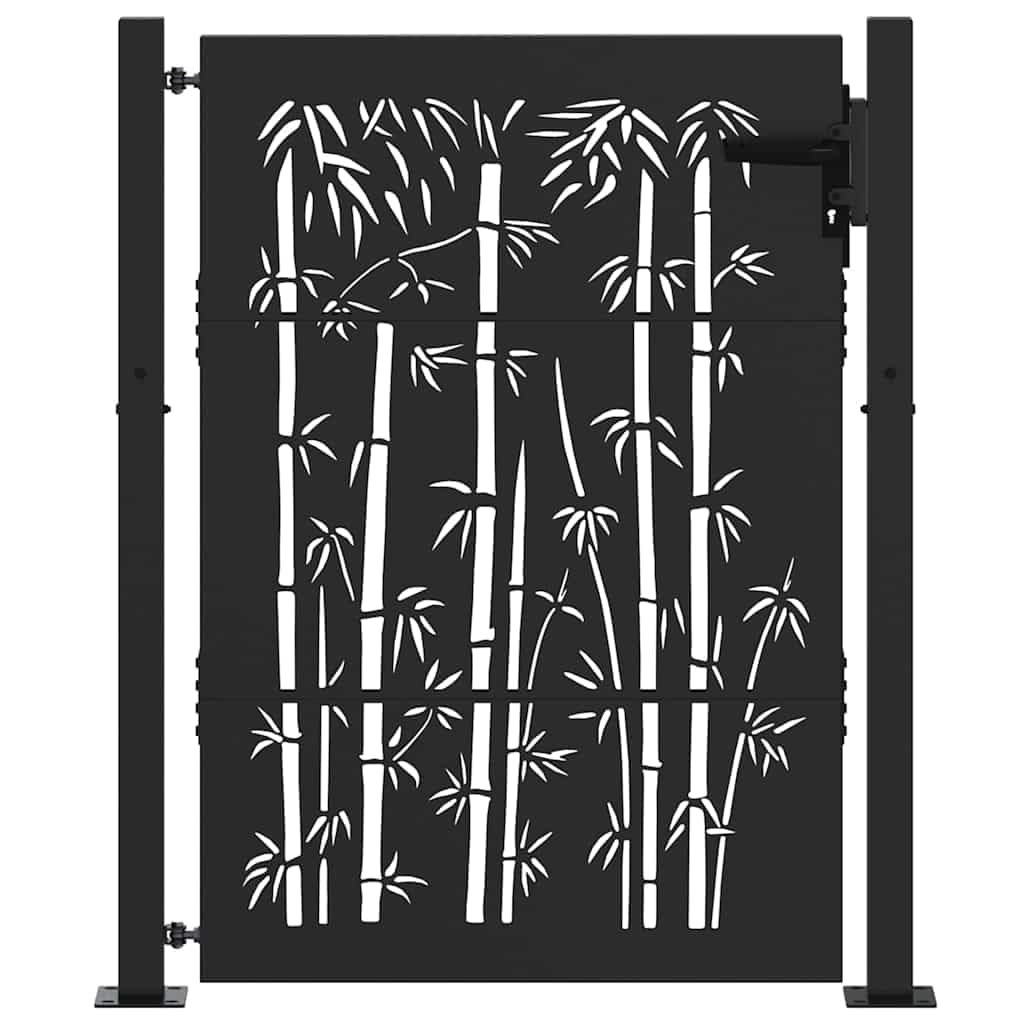 Porte de jardin noir 110 x 155 cm vidaXL en acier enduit de poudre au design moderne