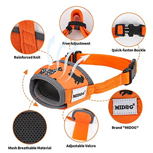 Dog Muzzle,Print Pet Muzzle For Small Medium Large Sized Dogs Anti Biting Barking Chewing,Air Mesh Breathable Drinkable Nylon Pattern Puppy Muzzle With Adjustable Loop Anti-Dropping -Orange Dog,S #TOP3